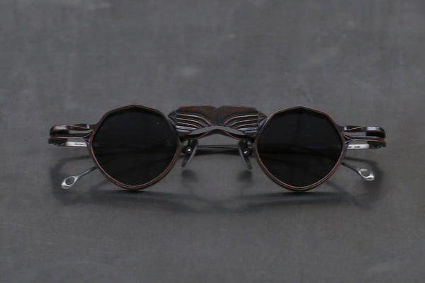 Rigards*Kamonuj Brown Vintage + Dark Gray Lens Glasses RG0318JM